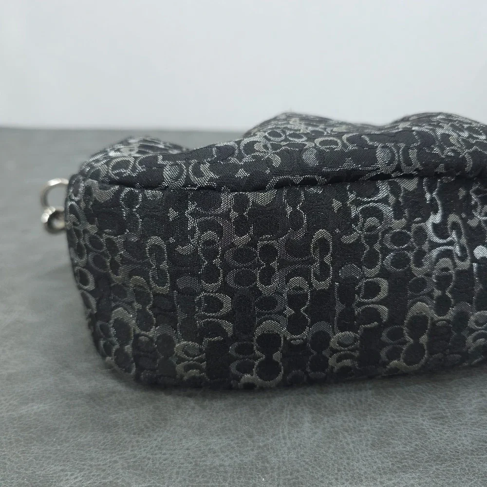Coach Baguette Black Lurex C Pleated Op Art Signature Demi Hobo Bag Y2K